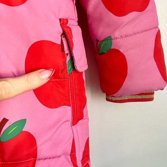 Size 4-5Y Boden Girl’s Apple Print Parka Coat - Picture 8 of 9